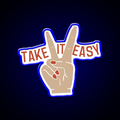 Painted Nails Take It Easy Peace Sign Nail Salon Led Neon Sign Rgb Color - Shineneon