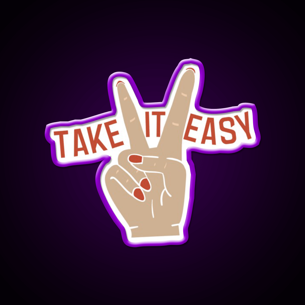 Painted Nails Take It Easy Peace Sign Nail Salon Led Neon Sign Rgb Color - Shineneon