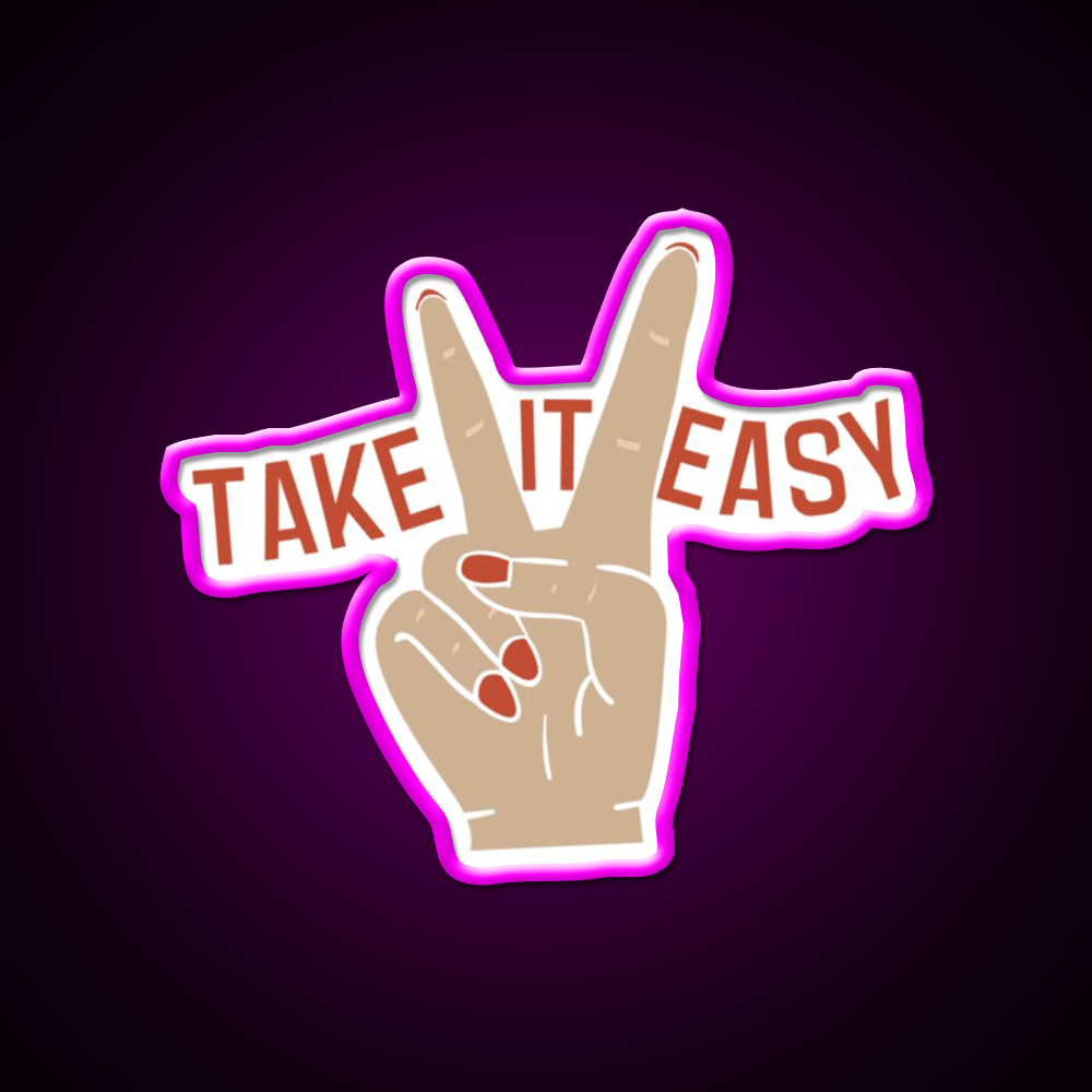 Painted Nails Take It Easy Peace Sign Nail Salon Led Neon Sign Rgb Color - Shineneon
