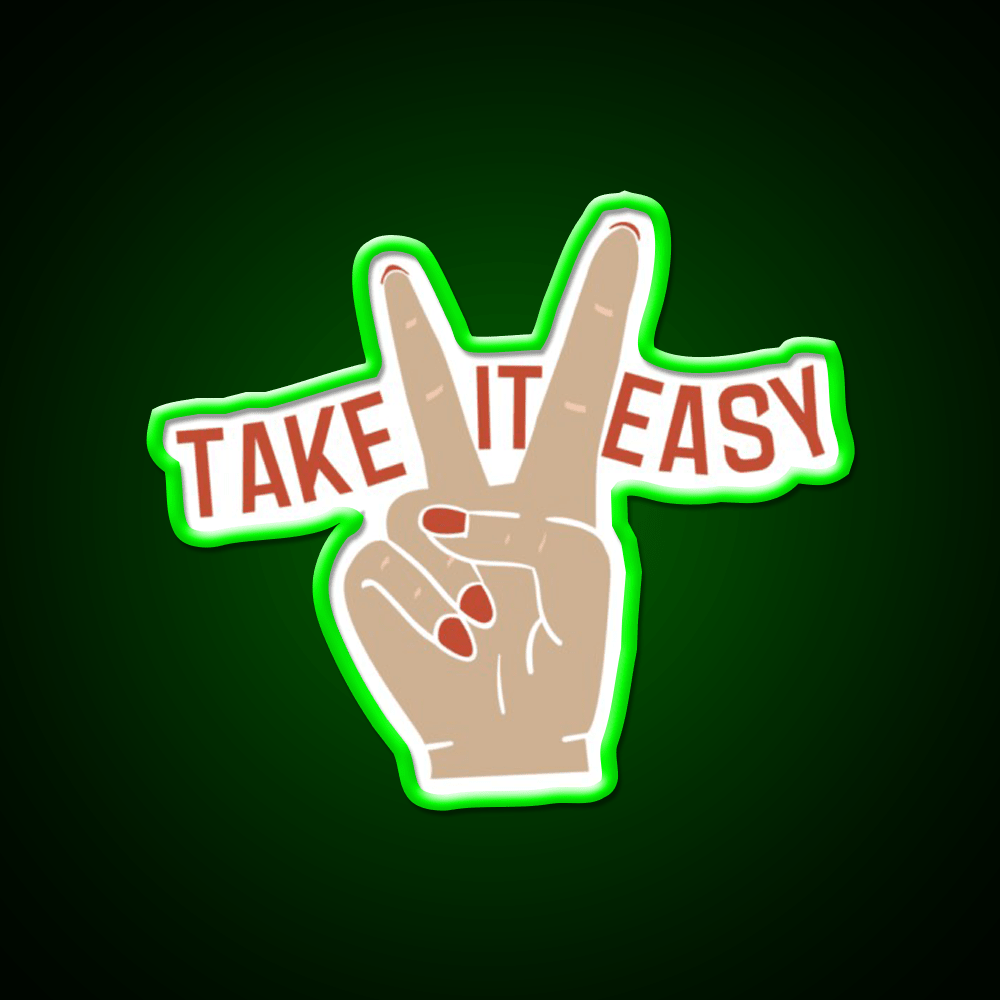 Painted Nails Take It Easy Peace Sign Nail Salon Led Neon Sign Rgb Color - Shineneon