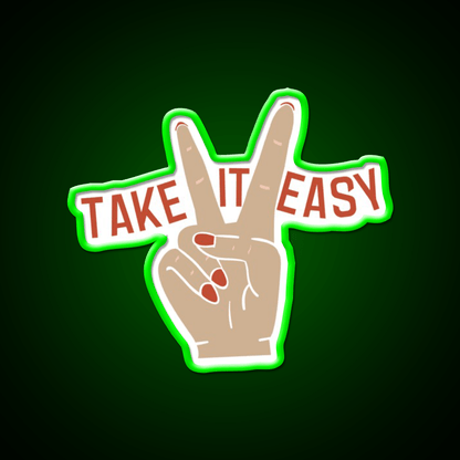 Painted Nails Take It Easy Peace Sign Nail Salon Led Neon Sign Rgb Color - Shineneon