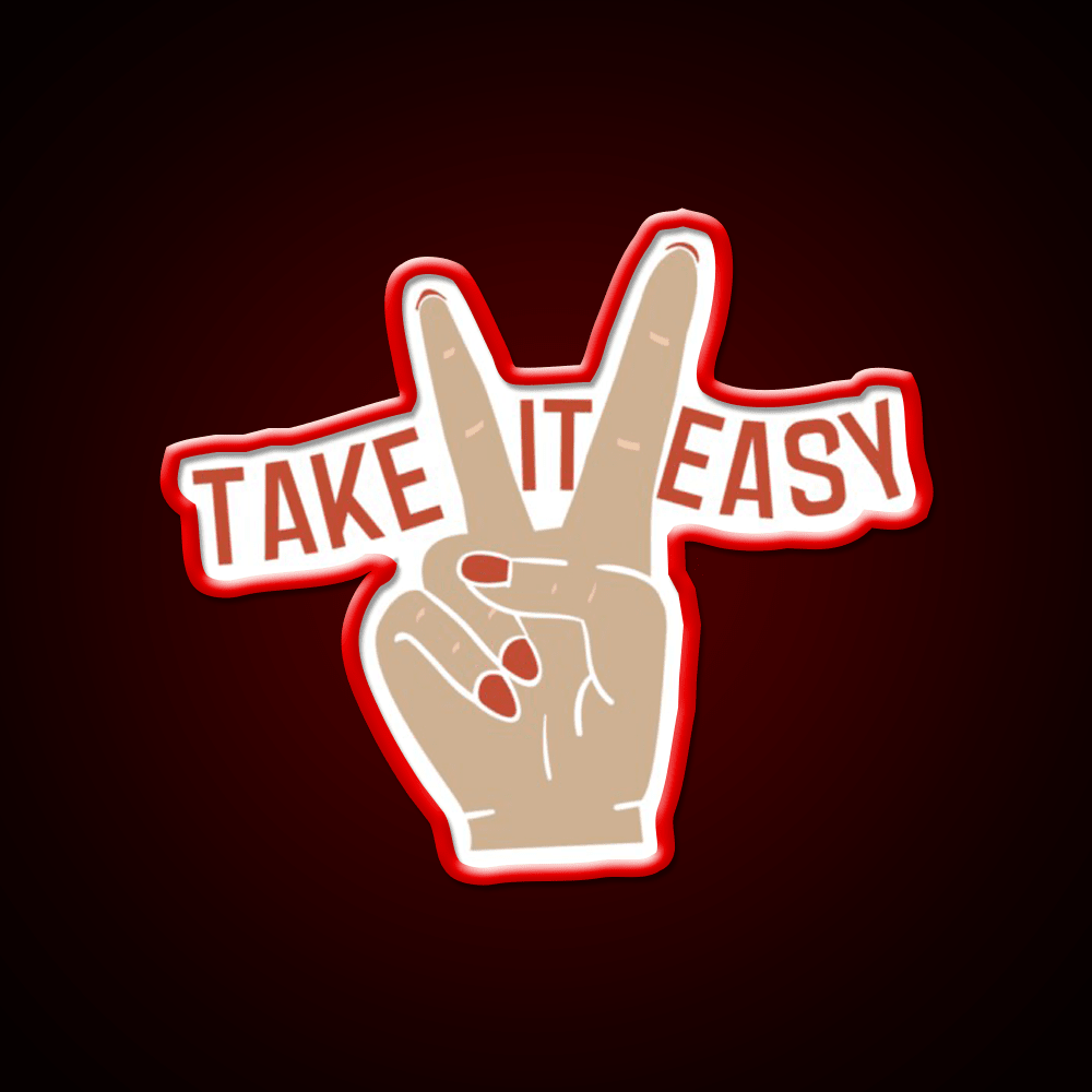 Painted Nails Take It Easy Peace Sign Nail Salon Led Neon Sign Rgb Color - Shineneon