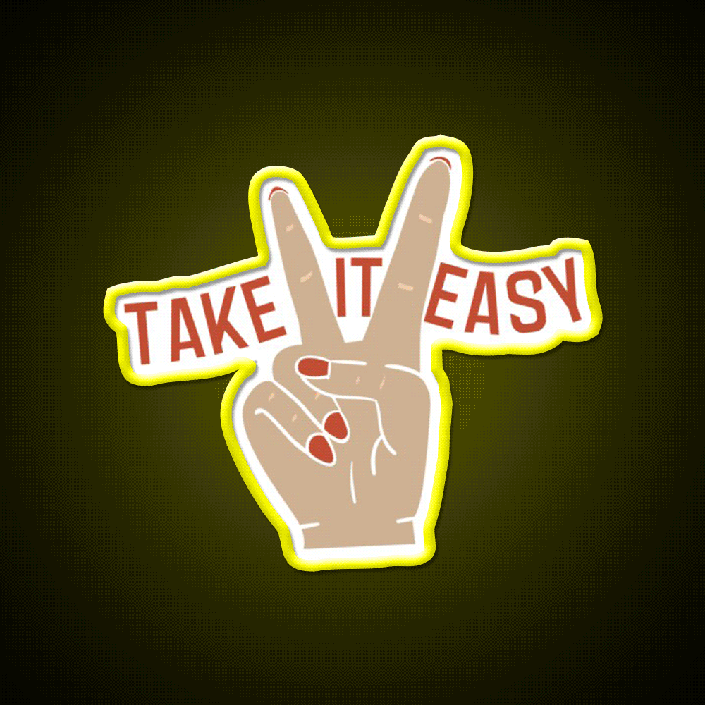 Painted Nails Take It Easy Peace Sign Nail Salon Led Neon Sign Rgb Color - Custom LED neon sign front view