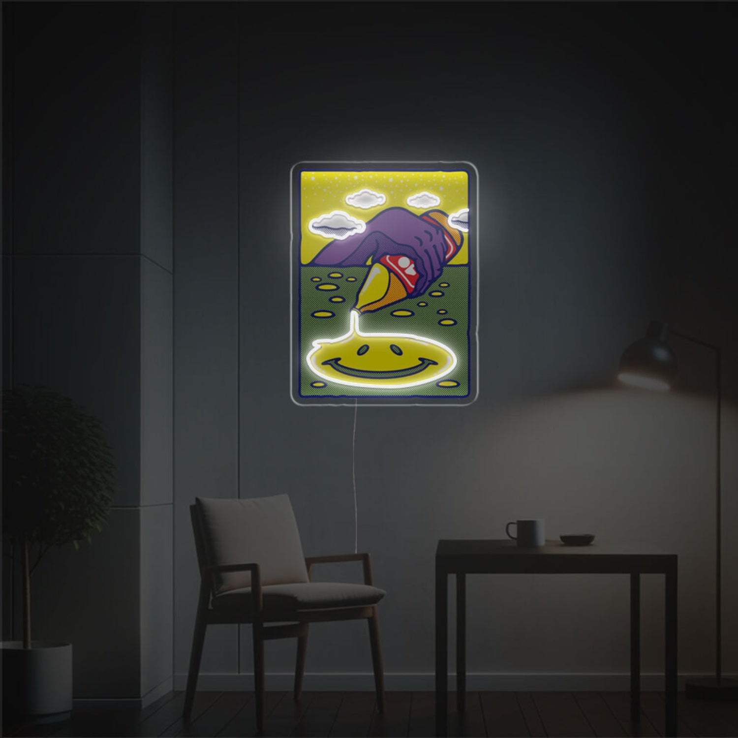 Painting Of Mountain And Smile Face Led Neon Acrylic Artwork | Shineneon