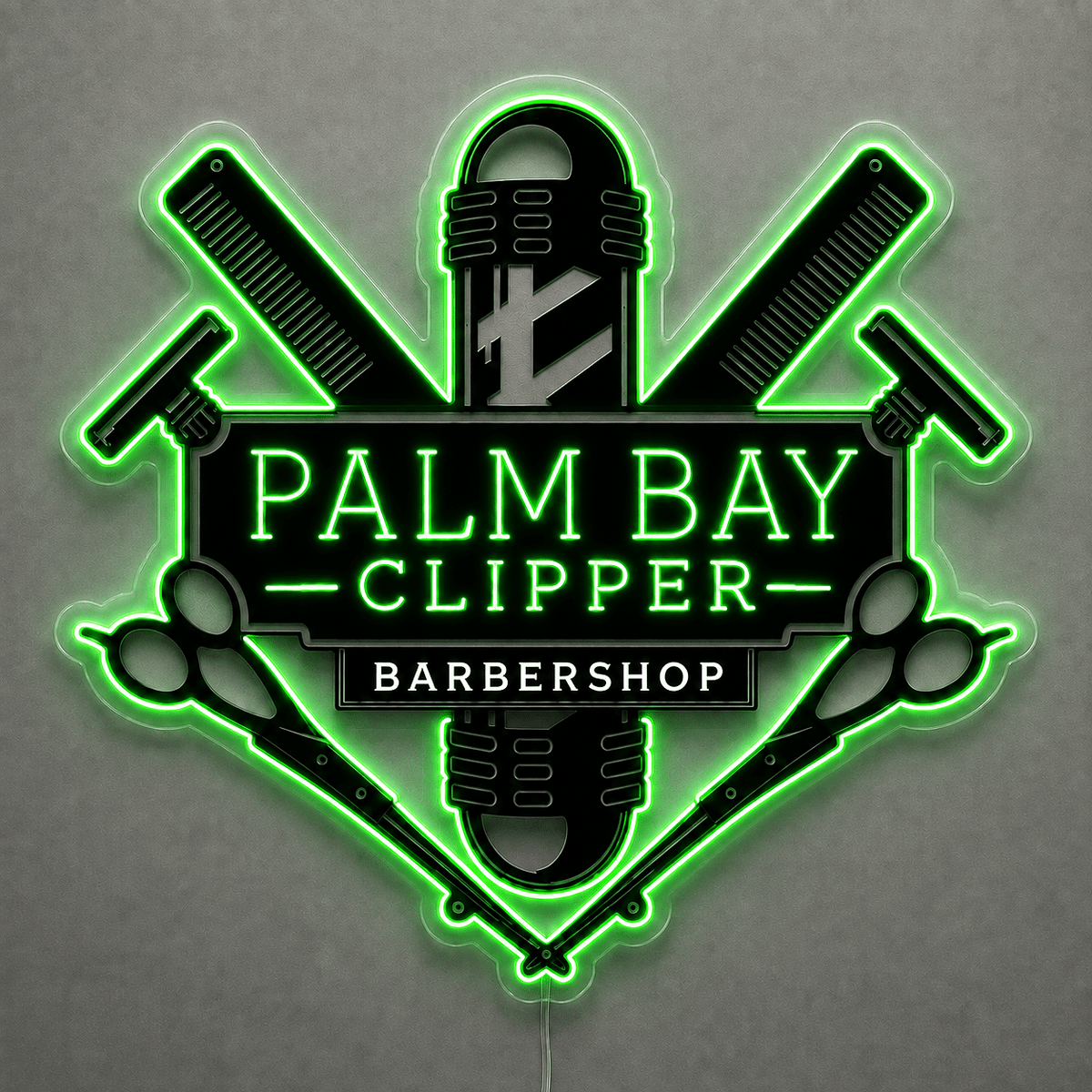 PALM BAY CLIPPER Barbershop Custom LED Neon Sign RGB Mode - Shineneon
