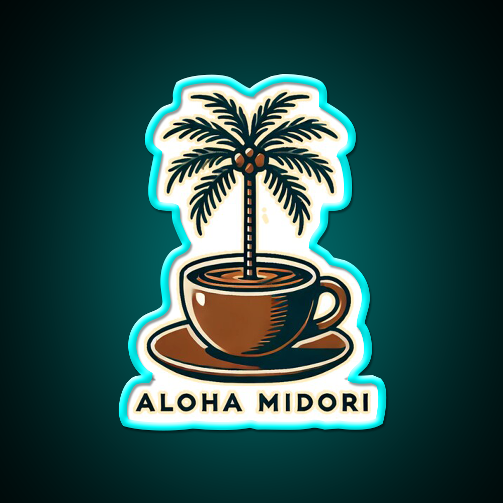 Palm Brew Cafe Led Neon Sign Espresso Bar Art Rgb Color