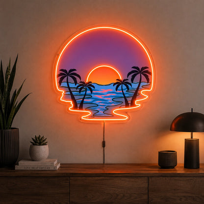 Palm Ocean Sunset Neon Sign LED Neon Sign high-converting product image