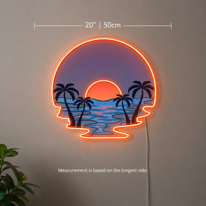 Palm Ocean Sunset Neon Sign LED Neon Sign size image