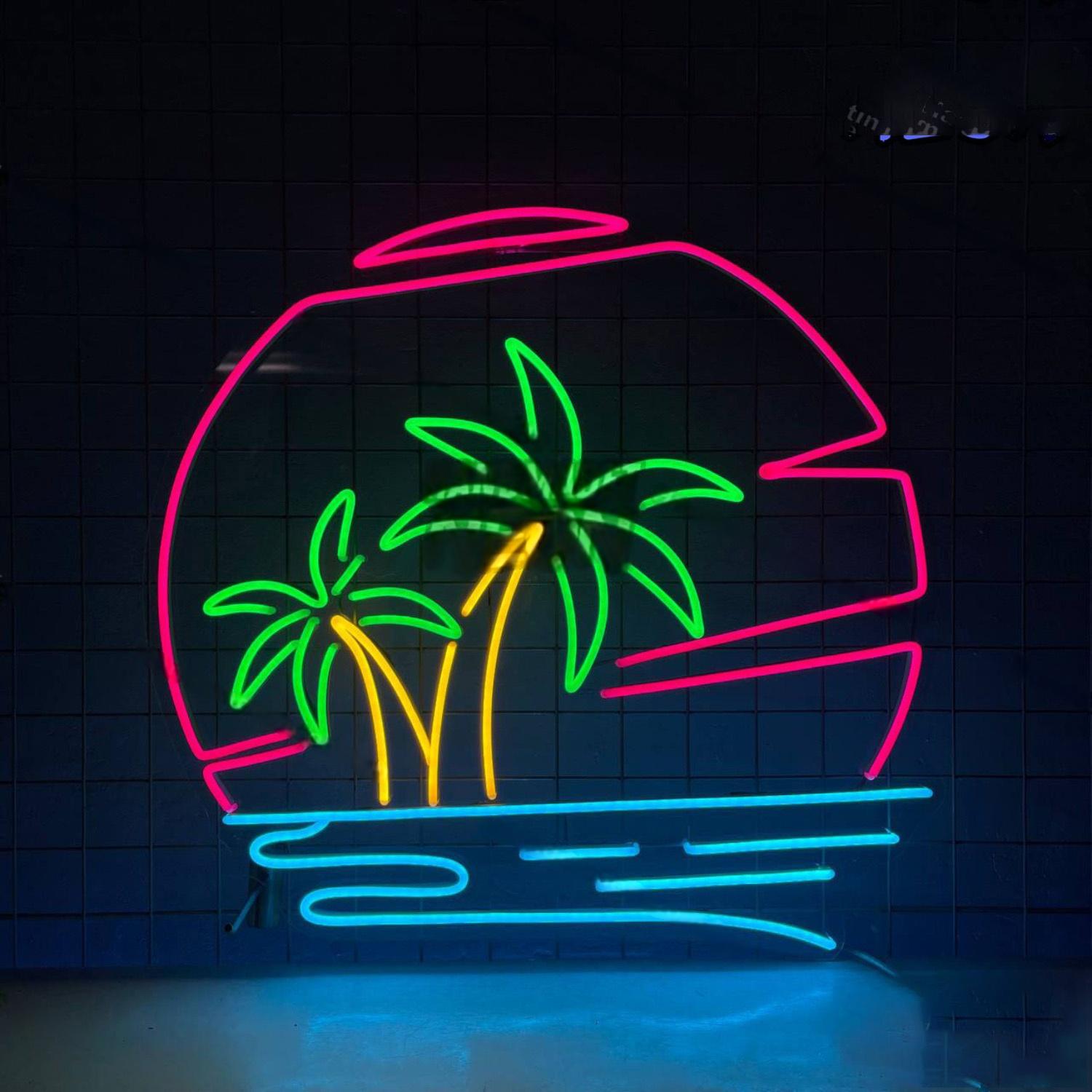 Palm Tree On Beach View Led Neon Sign Led Decor | Shineneon