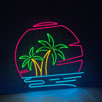 Palm Tree On Beach View Led Neon Sign Led Decor | Shineneon
