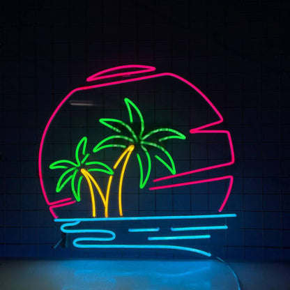 Palm Tree On Beach View Led Neon Sign Led Decor | Shineneon
