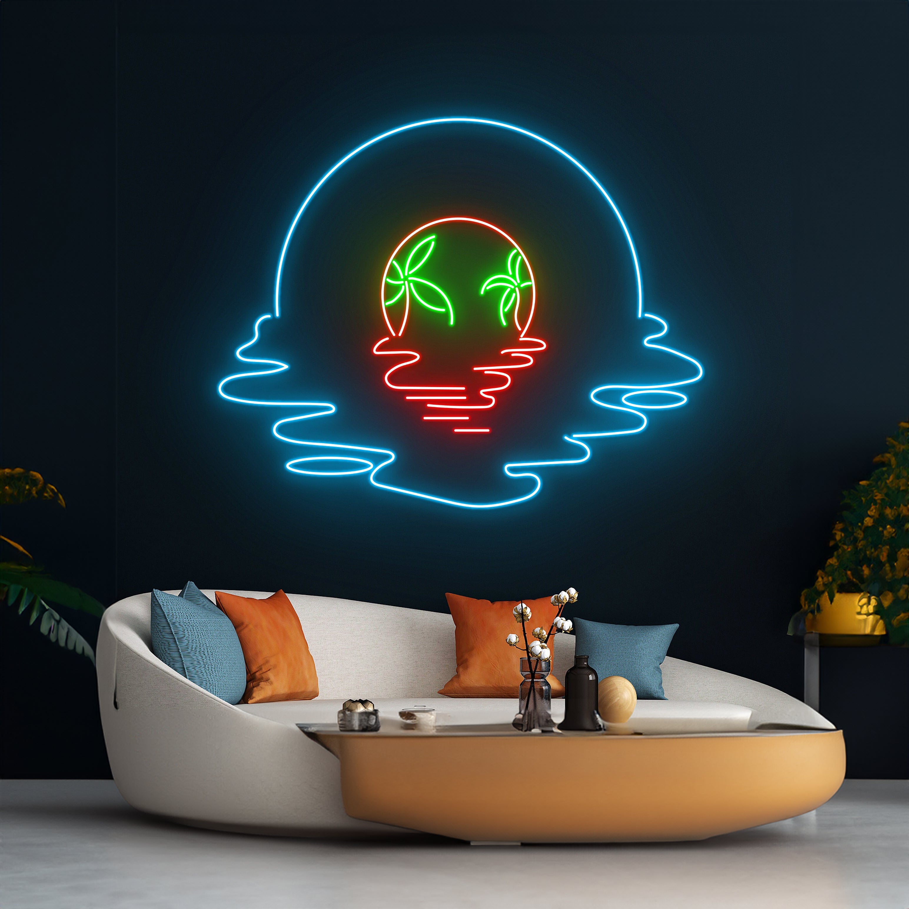 Palm Tree Reflection Disc Led Sign | Shineneon