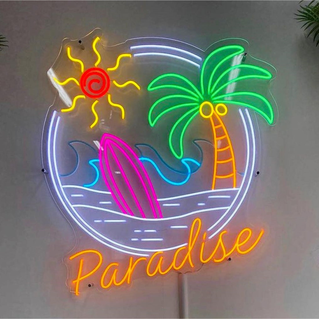 Palm Tree Sunset Wave Tropical Paradise Led Sign Business Neon Sign