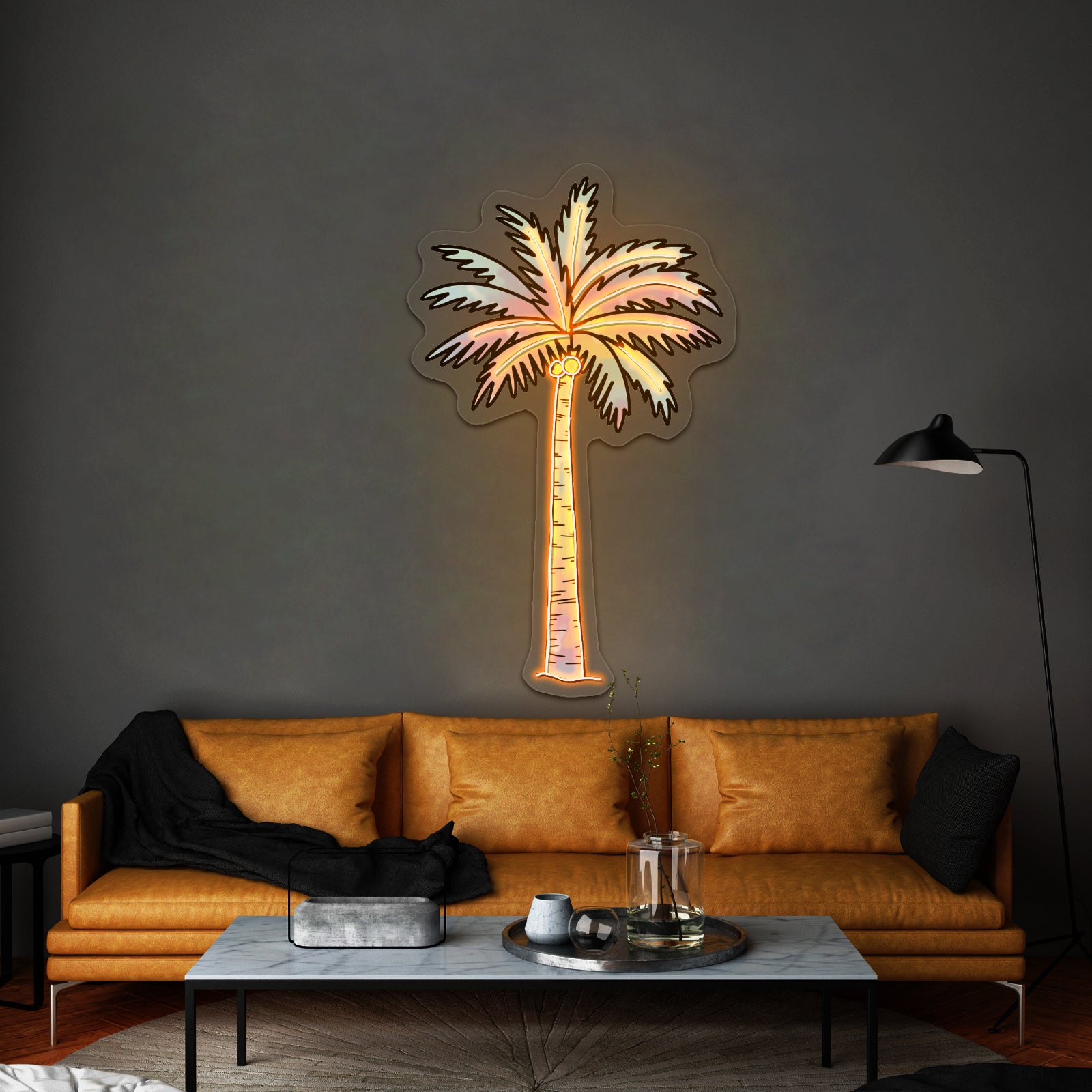 Palm Tree Tie Dye Artwork Custom Neon Sign For Aesthetic Home Decor