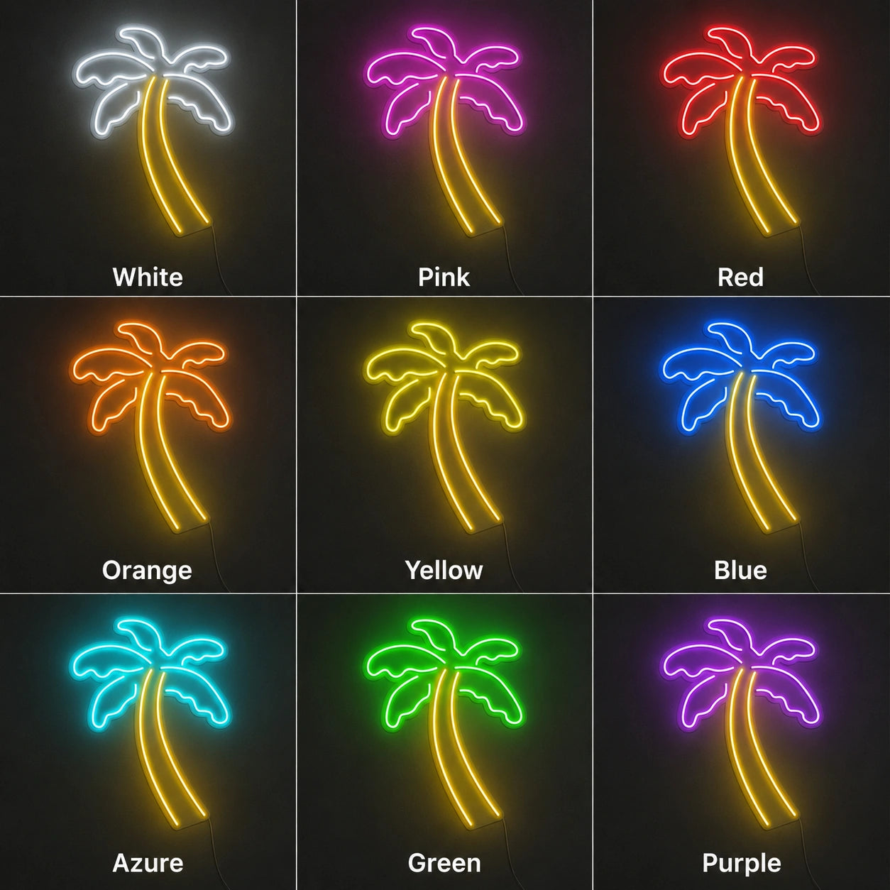 Palm Tree Wall Neon Sign LED Neon Sign color grid