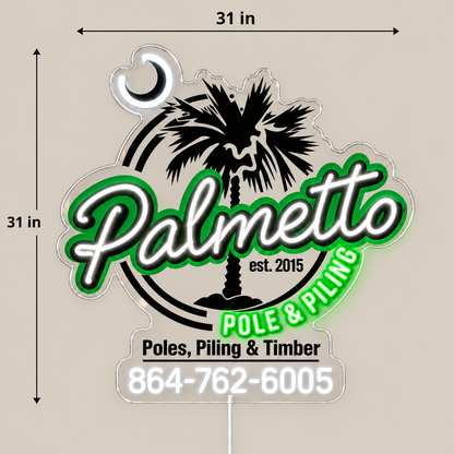Palmetto Logo Custom LED Neon Sign | 6fec5595ba1c2e33704b8f35be30ac893342d81e791c01602b393ee4502df6b7 | dimensions