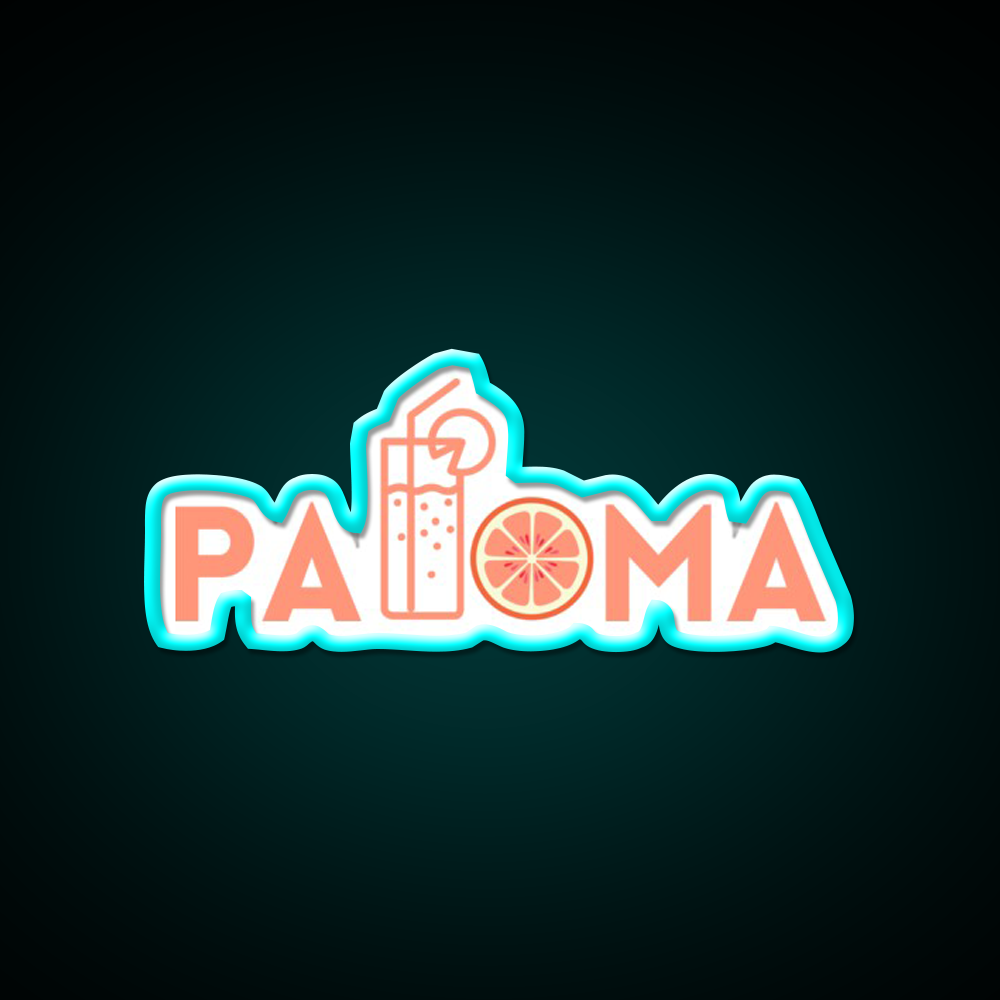 Paloma Cocktail Bar Decor Led Neon Sign Rgb Color - Size and dimension reference