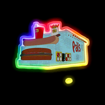 Pals Fast Food Led Neon Sign For Burger Place Wall Art Wall Art Rgb Color - LED neon sign close-up detail