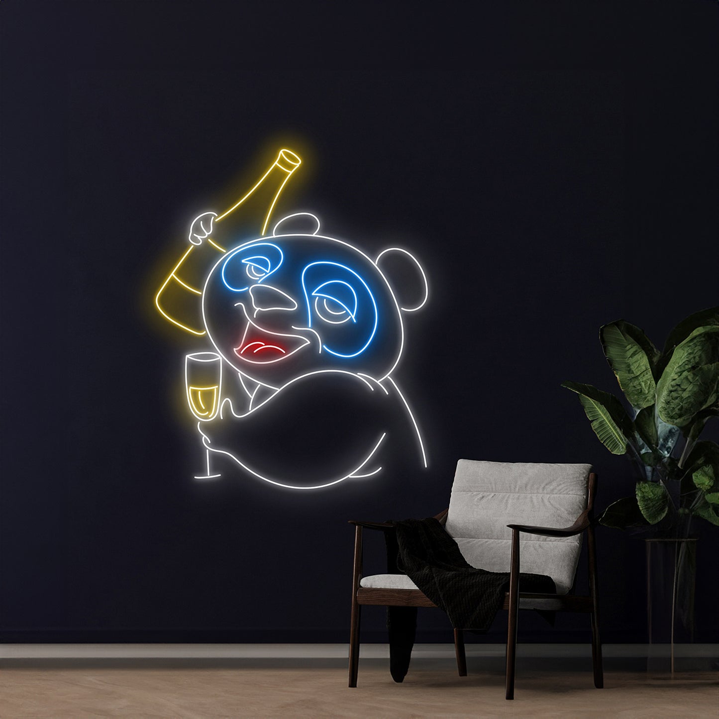 Panda Champagne Neon Sign