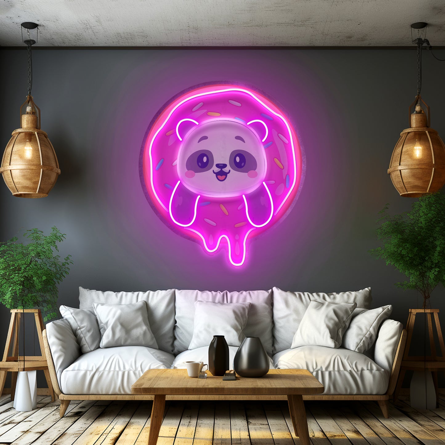 Panda Donut Led Neon Sign Light Custom Led Signs