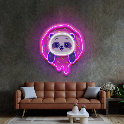 Panda Donut Pink Blue Uv Printed Led Neon Sign For Living Room Home Decor | Shineneon