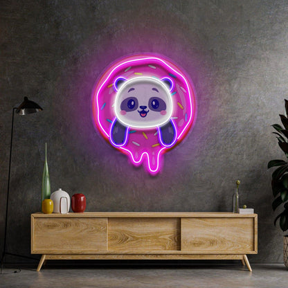 Panda Donut Pink Blue Uv Printed Led Neon Sign For Living Room Home Decor | Shineneon