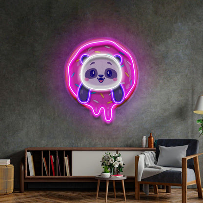 Panda Donut Pink Blue Uv Printed Led Neon Sign For Living Room Home Decor | Shineneon