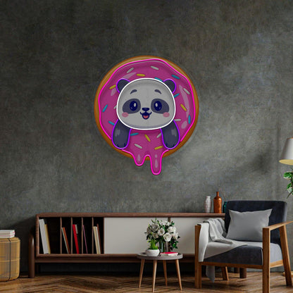 Panda Donut Pink Blue Uv Printed Led Neon Sign For Living Room Home Decor | Shineneon