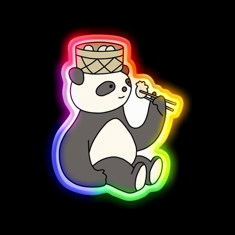 Panda Dumplings Led Neon Sign Chinese Food Rgb Color