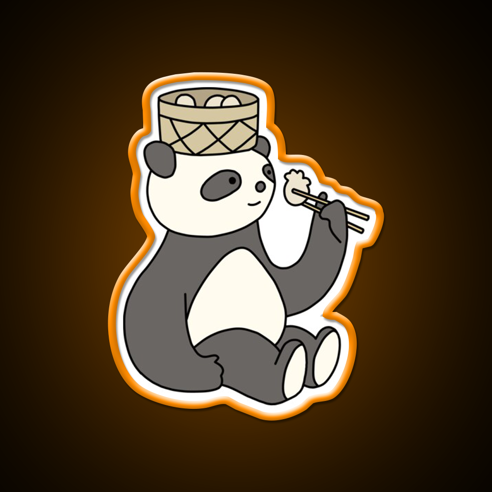 Panda Dumplings Led Neon Sign Chinese Food Rgb Color