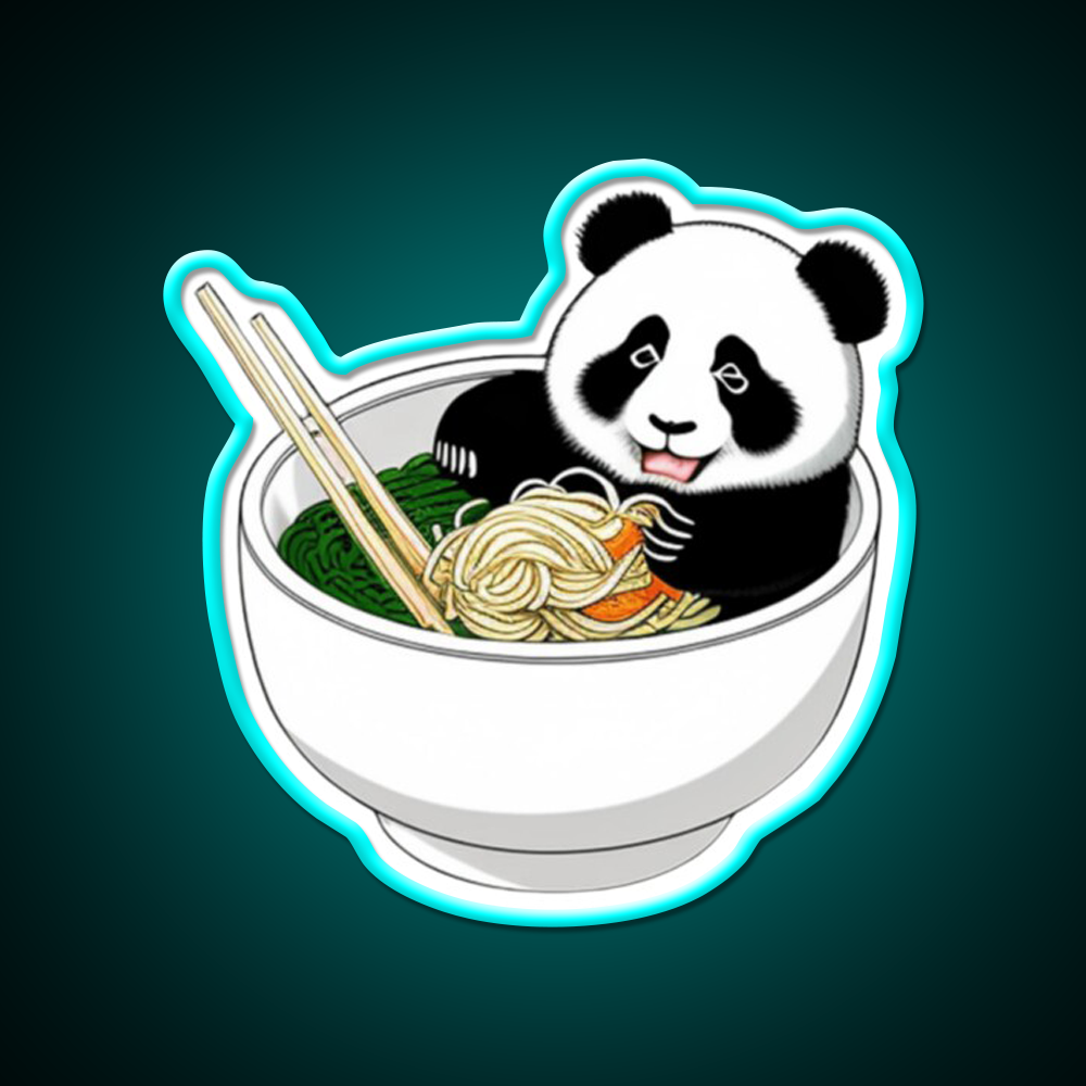 Panda In The Noodles Led Neon Sign Chinese Food Rgb Color
