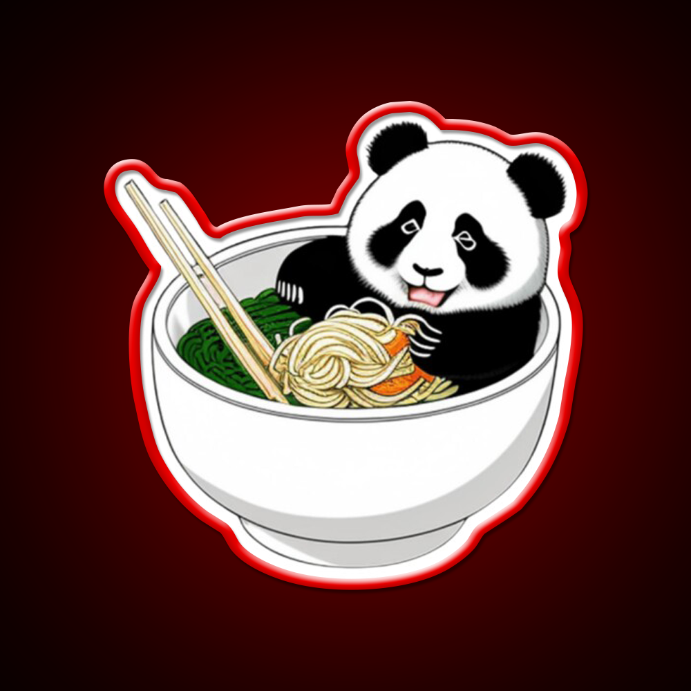 Panda In The Noodles Led Neon Sign Chinese Food Rgb Color