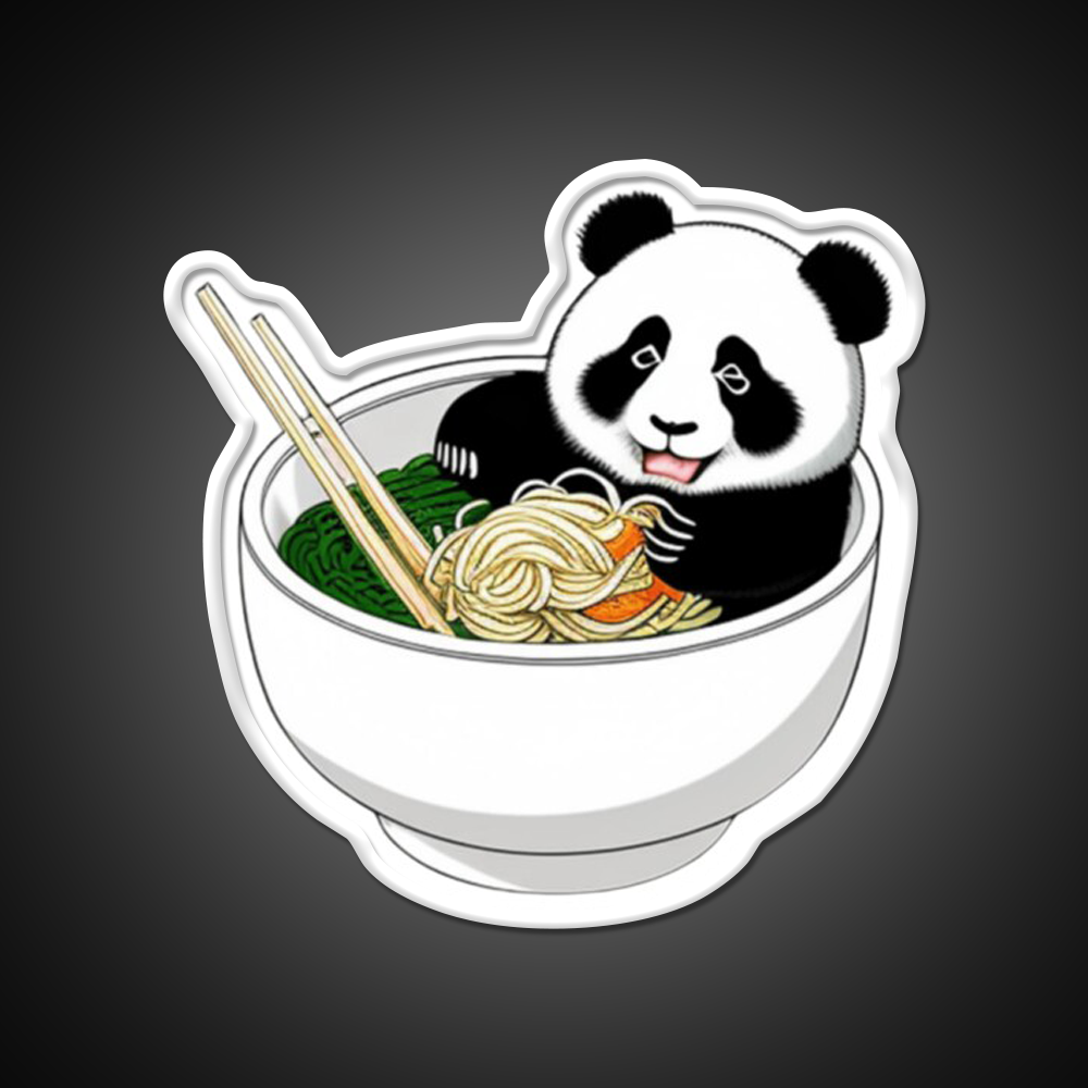 Panda In The Noodles Led Neon Sign Chinese Food Rgb Color