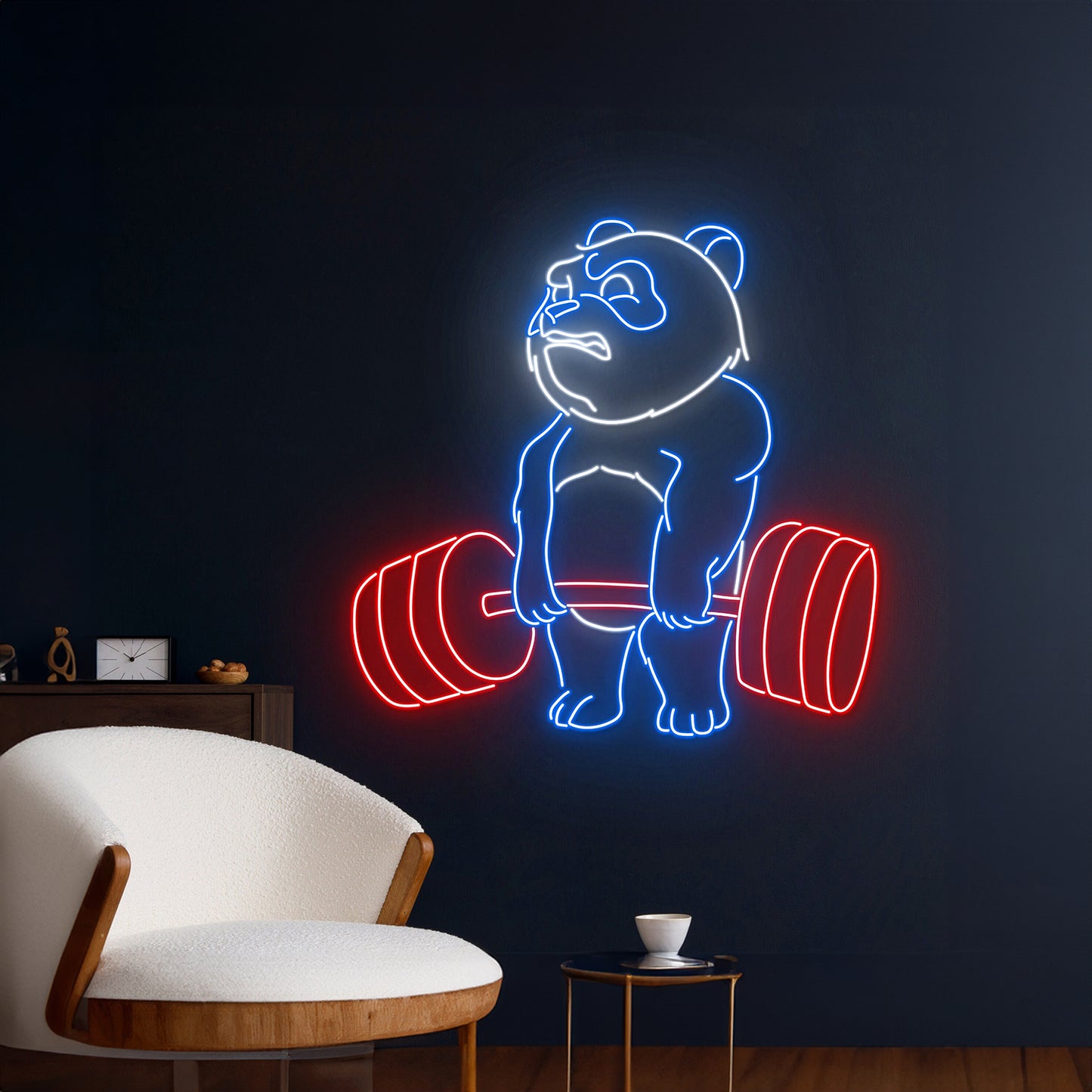 Panda Lifts The Weight Neon Sign