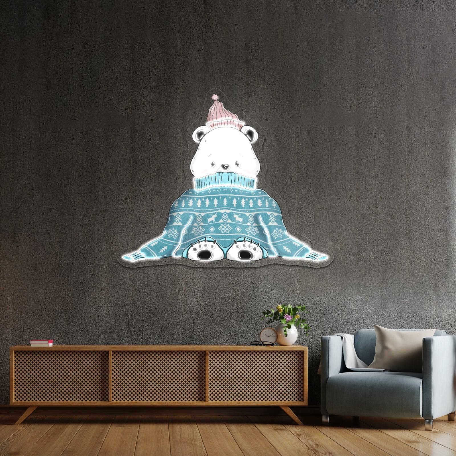 Panda Oversized Holiday Sweater Artwork Led Neon Signs - Shineneon