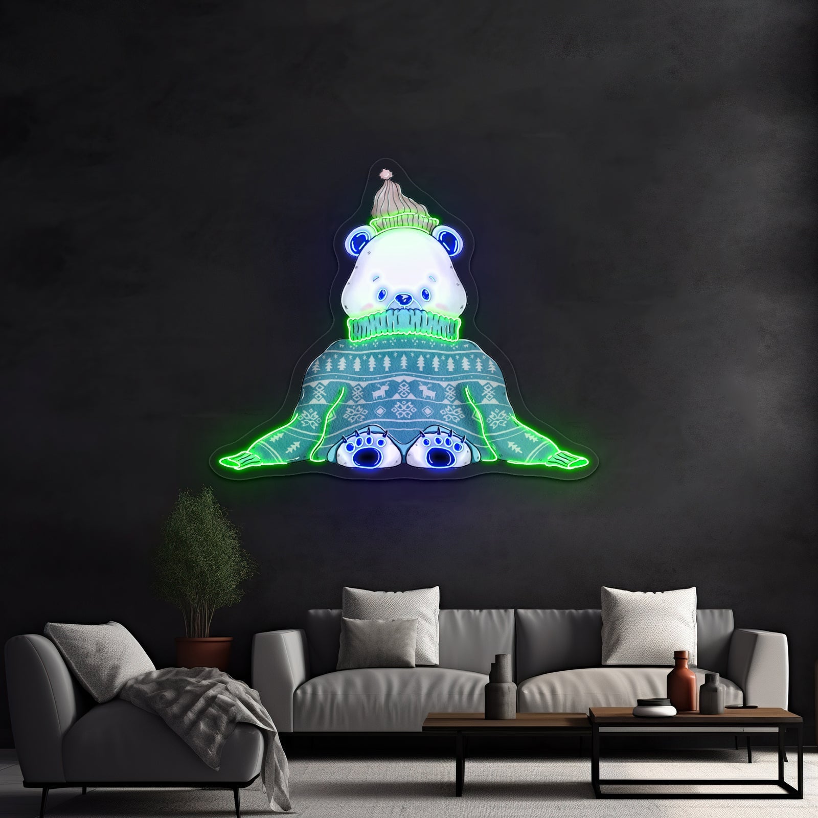 Panda Oversized Holiday Sweater Artwork Led Neon Signs - Shineneon