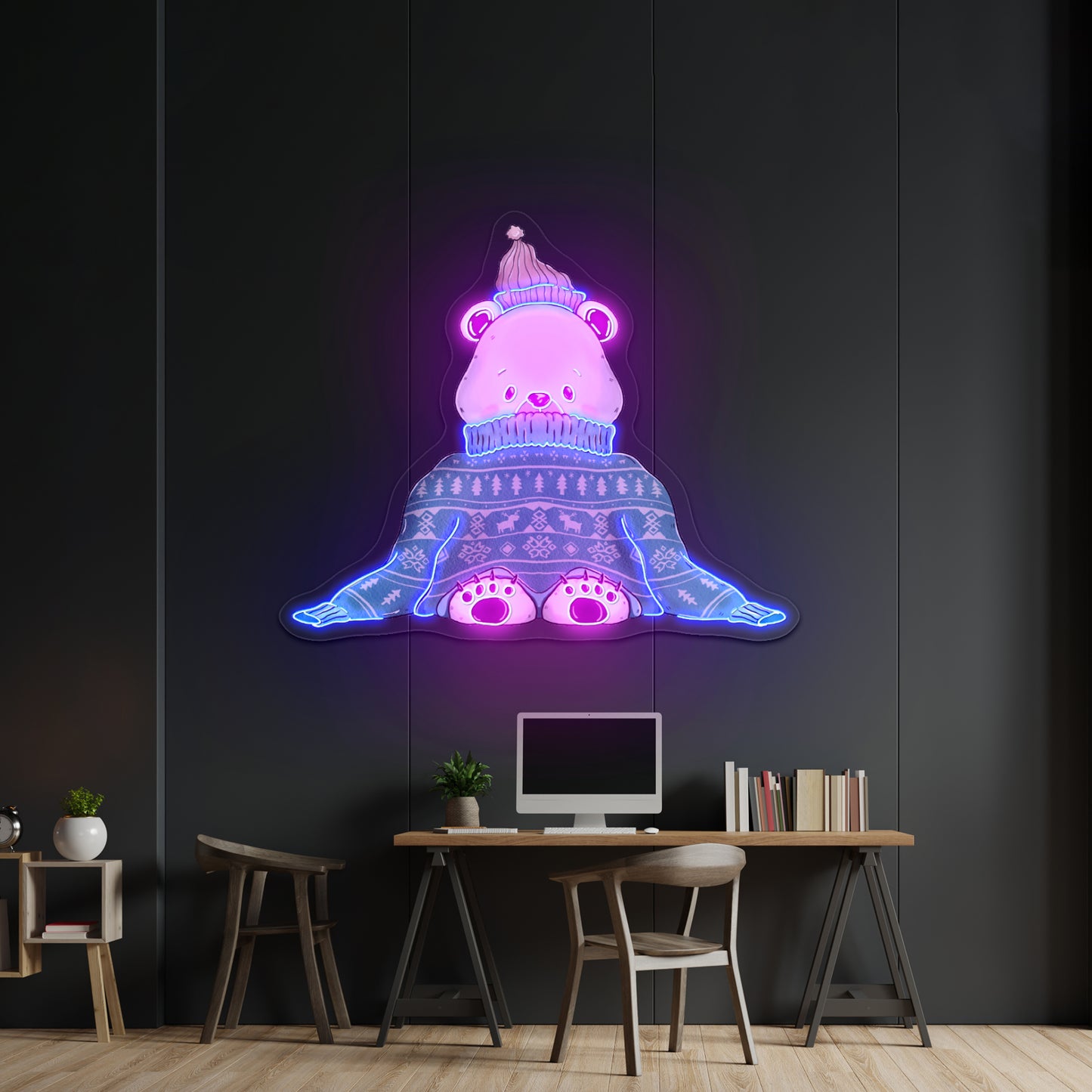 Panda Oversized Holiday Sweater Artwork Led Neon Signs