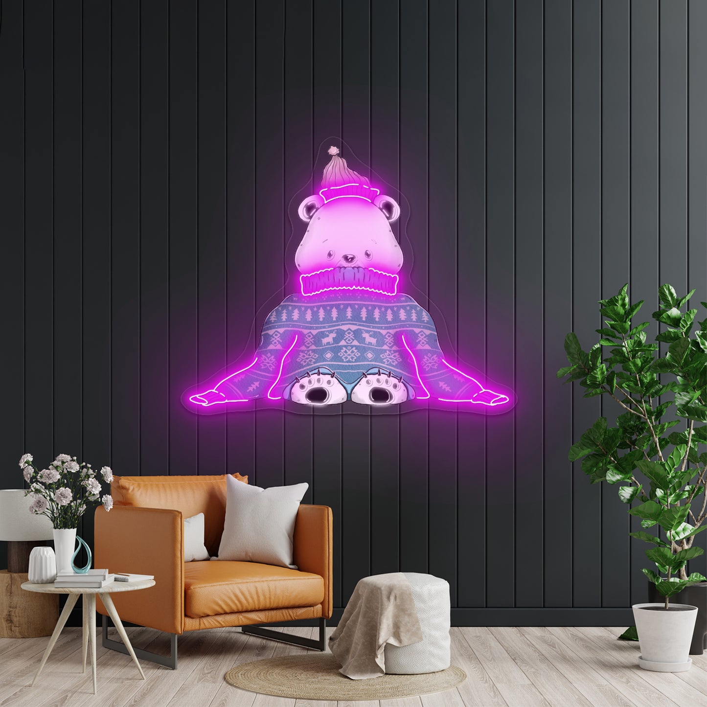 Panda Oversized Holiday Sweater Artwork Led Neon Signs