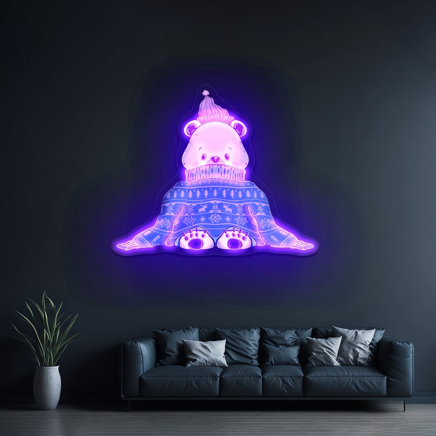 Panda Oversized Holiday Sweater Artwork Led Neon Signs