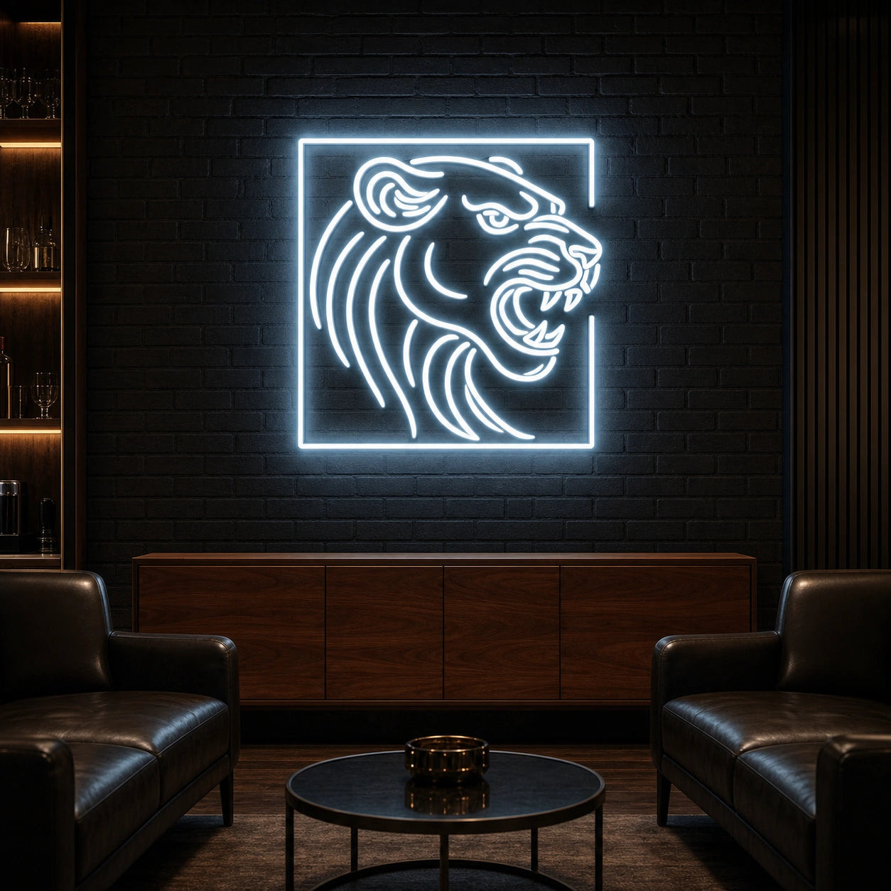 Panther Head LED Neon Sign Garage Man Cave Neon Sign real lifestyle scene