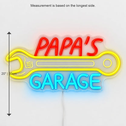 Papas Garage Wrench LED Neon Sign - Shineneon
