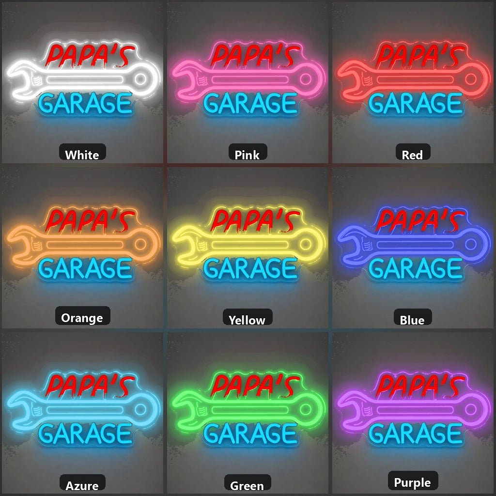 Papas Garage Wrench Vintage LED Neon Sign - Shineneon