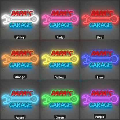 Papas Garage Wrench Vintage LED Neon Sign - Shineneon