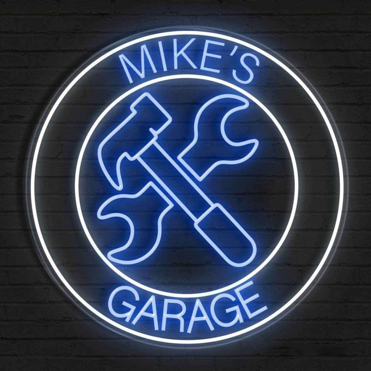 Papaws Garage Blue White Tool Led Neon Sign For Workshop Decor | Shineneon