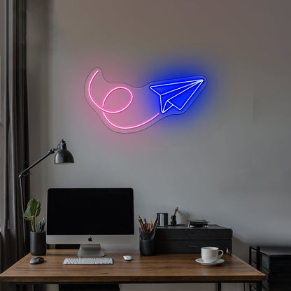 Paper Airplane Neon Sign Wall Art Led Sign Lighting - Shineneon