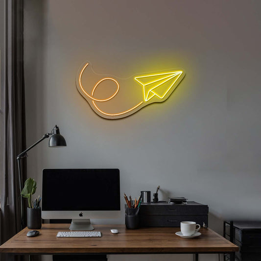 Paper Airplane Neon Sign Wall Art Led Sign Lighting