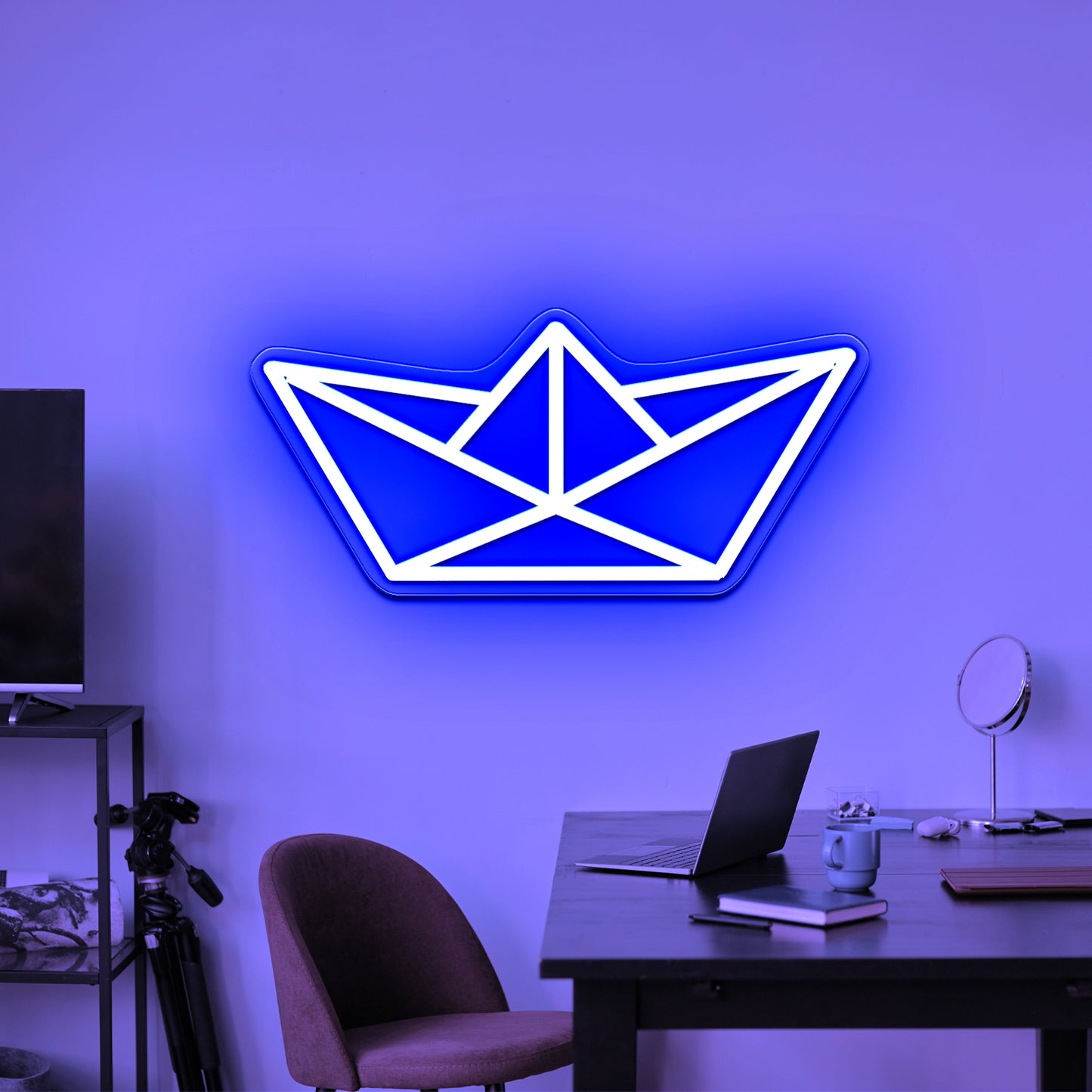 Paper Sailboat Neon Sign Wall Art