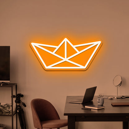 Paper Sailboat Neon Sign Wall Art