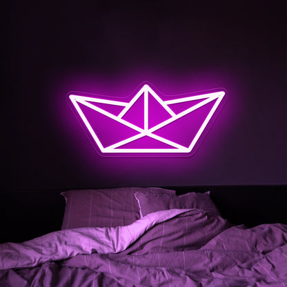 Paper Sailboat Neon Sign Wall Art