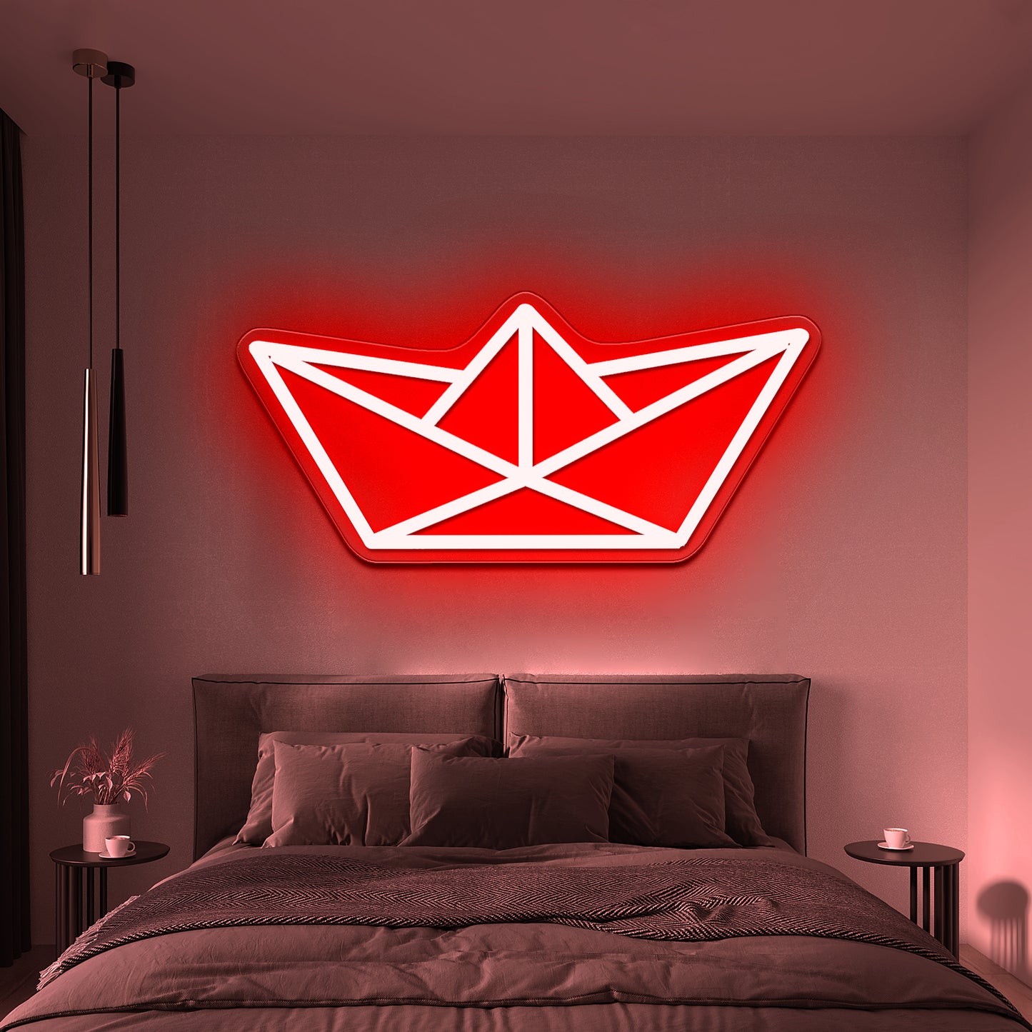 Paper Sailboat Neon Sign Wall Art